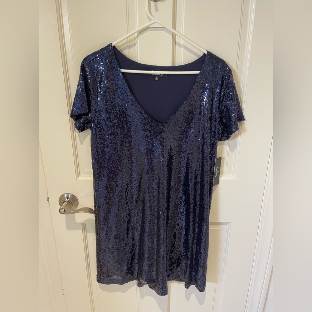 Navy sequin Lulu dress , never worn tags still on.  Size small